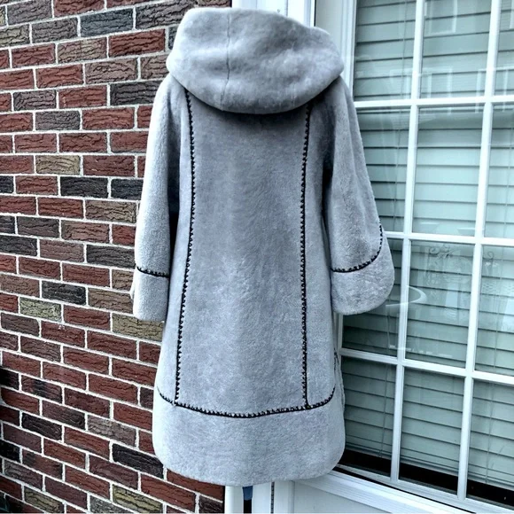 Sheepskin Fur Hooded Women's Coat. - Picture 2 of 14